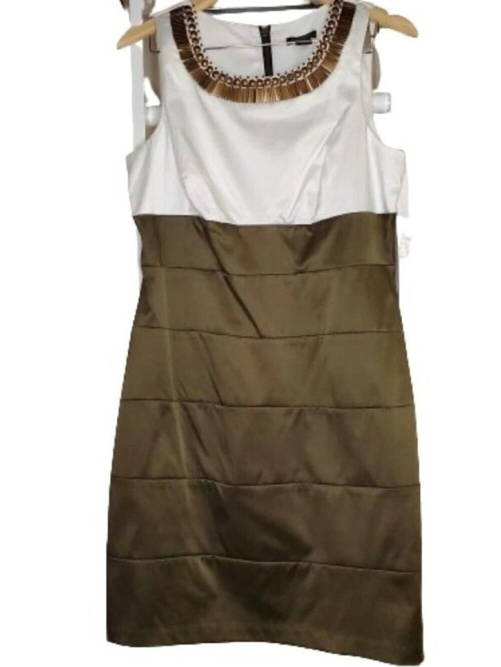 Bisou Bisou Sheath Dress 14 Green White NWT